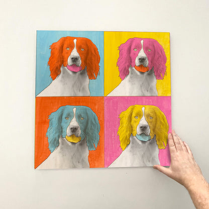 PopPup Custom Wooden Pop Art Dog 56cmx56cm with Free Coasters